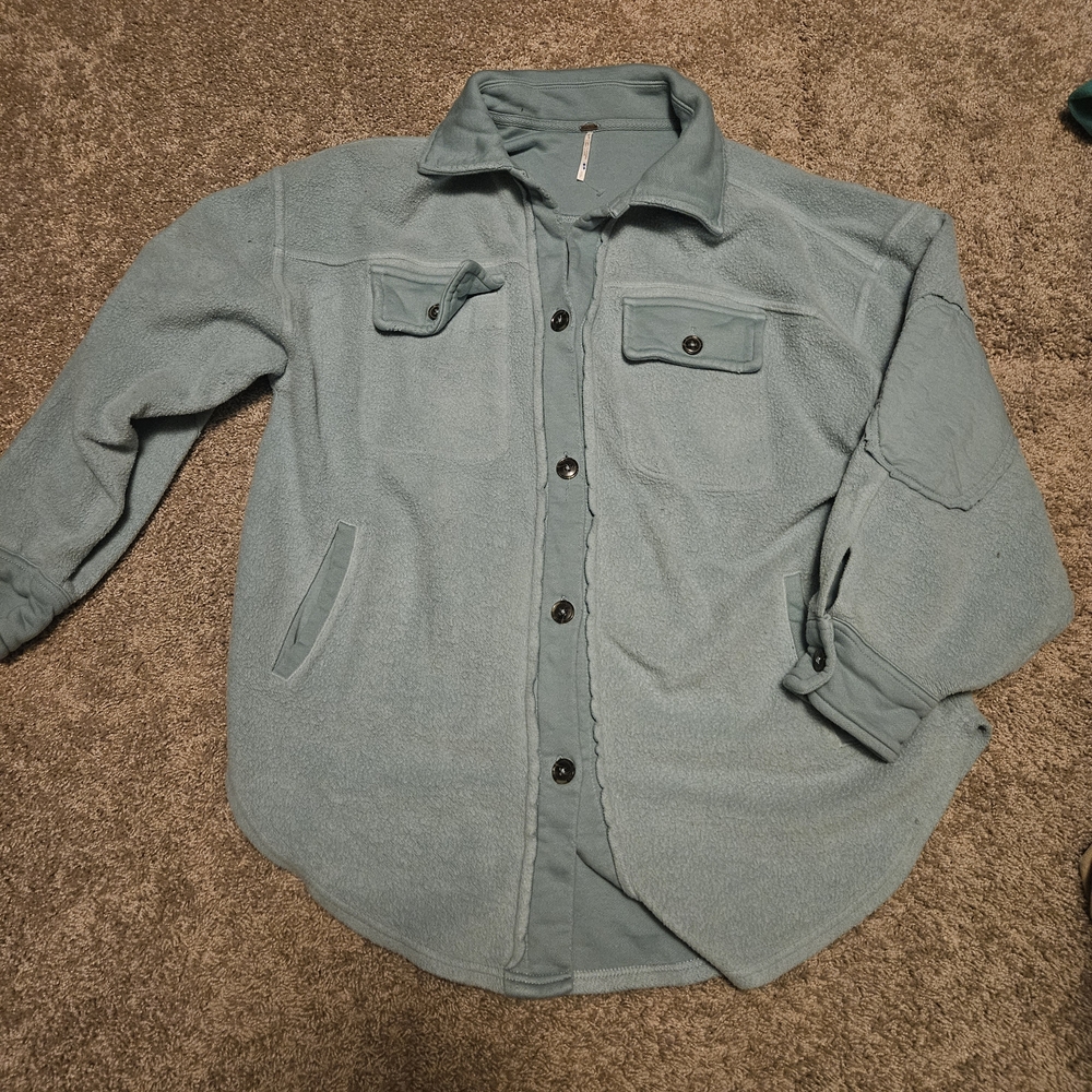 Free People Blue Button Down Shirt